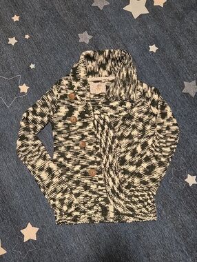 Element Black and White Marled Shawl Collar Button Cardigan